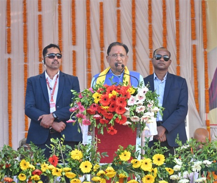 *मुख्यमंत्री श्री विष्णु देव साय महासमुंद जिले में आयोजित श्री गुरु रविदास महासभा राज्यस्तरीय महासम्मेलन को संबोधित कर रहे हैं*
