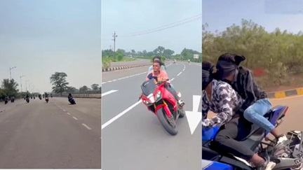 * नया रायपुर में बाइक स्टंट करते युवाओं का वीडियो वायरल*