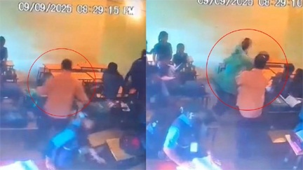 *क्लास में पढ़ाते हुए आपस में भिड़े सरकारी टीचर*